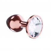 Пробка цвета розового золота с прозрачным кристаллом Diamond Moonstone Shine L - 8,3 см. - Lola Games - купить с доставкой в Камышине