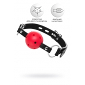 Красный кляп-шар на черных ремешках - ToyFa - купить с доставкой в Камышине