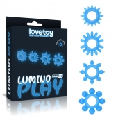 Набор из 4 голубых, светящихся в темноте эрекционных колец Lumino Play - Lovetoy - в Камышине купить с доставкой