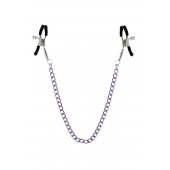 Зажимы для сосков с фиолетовой цепочкой Sweet Caress Nipple Chain - Sweet Caress - купить с доставкой в Камышине