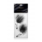 Зажимы на соски с черными пуховыми кисточками Sweet Caress Feather Nipple Clumps - Sweet Caress - купить с доставкой в Камышине