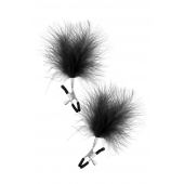 Зажимы на соски с черными пуховыми кисточками Sweet Caress Feather Nipple Clumps - Sweet Caress - купить с доставкой в Камышине