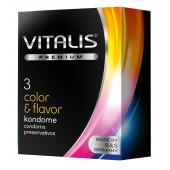 Цветные ароматизированные презервативы VITALIS PREMIUM color   flavor - 3 шт. - Vitalis - купить с доставкой в Камышине