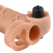 Телесная вибронасадка с кольцом Vibrating Real Feel 2 Extension - 16 см. - Pipedream - в Камышине купить с доставкой