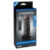Чёрная вибронасадка с кольцом Vibrating Real Feel 2 Extension - 16 см. - Pipedream - в Камышине купить с доставкой
