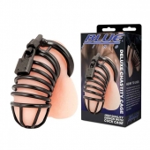 Черная металлическая клетка с замком Deluxe Chastity Cage - BlueLine - купить с доставкой в Камышине