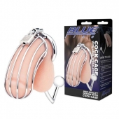 Серебристая металлическая клетка с анальным стимулятором Cock Cage - BlueLine - купить с доставкой в Камышине