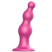Розовая насадка Strap-On-Me Dildo Plug Beads size L - Strap-on-me - купить с доставкой в Камышине