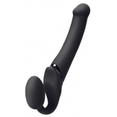 Черный безремневой вибрострапон Silicone Bendable Strap-On - size XL - Strap-on-me - купить с доставкой в Камышине