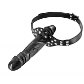 Черный кляп-фаллоимитатор Double Penis Gag - Fetish Tentation - купить с доставкой в Камышине