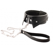 Черный ошейник-воротничок с металлическим поводком - Crazy Handmade - купить с доставкой в Камышине