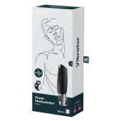 Черный мастурбатор с вибрацией Power Masturbator - Satisfyer - в Камышине купить с доставкой