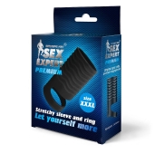 Черная открытая насадка на пенис с кольцом для мошонки XXXL-size - 9,9 см. - Sex Expert - в Камышине купить с доставкой