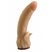 Телесная гелевая насадка-фаллос с клиторальными лепестками - 18,5 см. - LOVETOY (А-Полимер) - купить с доставкой в Камышине