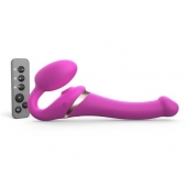 Ярко-розовый безремневой страпон Multi Orgasm Size S с клиторальной стимуляцией - Strap-on-me - купить с доставкой в Камышине