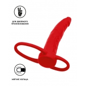 Красная насадка на пенис для двойного проникновения Black Red - 16,5 см. - ToyFa - купить с доставкой в Камышине