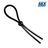 Черное силиконовое лассо с шариком для утяжки - Sex Expert - в Камышине купить с доставкой