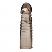 Дымчатая насадка-удлинитель Ribbed Realistic Penis Enhancing Sleeve Extension - 15,2 см. - BlueLine - в Камышине купить с доставкой