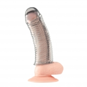 Текстурированная насадка на пенис Clear Textured Penis Enhancing Sleeve Extension - 16,5 см. - BlueLine - в Камышине купить с доставкой