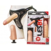 Телесный страпон Harness LESBI с вагинальной пробкой - 16,5 см. - LOVETOY (А-Полимер) - купить с доставкой в Камышине