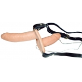 Телесный женский страпон с вагинальной пробкой Strap-On Duo - 15 см. - Orion - купить с доставкой в Камышине