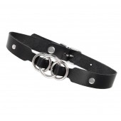 Черный кожаный ошейник со связанными кольцами - Pecado - купить с доставкой в Камышине