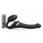 Черный безремневой страпон Multi Orgasm Size S с клиторальной стимуляцией - Strap-on-me - купить с доставкой в Камышине