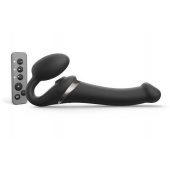 Черный безремневой страпон Multi Orgasm Size M с клиторальной стимуляцией - Strap-on-me - купить с доставкой в Камышине