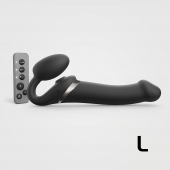 Черный безремневой страпон Multi Orgasm Size L с клиторальной стимуляцией - Strap-on-me - купить с доставкой в Камышине