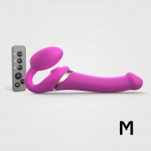 Ярко-розовый безремневой страпон Multi Orgasm Size M с клиторальной стимуляцией - Strap-on-me - купить с доставкой в Камышине