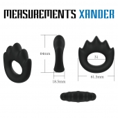 Черное эрекционное кольцо с массажными гребнями Rooster Xander - Velv or - в Камышине купить с доставкой