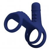 Синяя вибронасадка на пенис Vibrating Penis Sling - Baile - в Камышине купить с доставкой