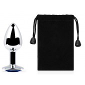 Анальное украшение BUTT PLUG  Small с синим кристаллом - 7 см. - Anal Jewelry Plug - купить с доставкой в Камышине