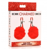 Красные зажимы на соски с помпонами Pom Pom - XR Brands - купить с доставкой в Камышине