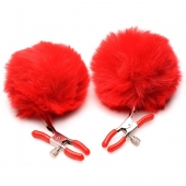 Красные зажимы на соски с помпонами Pom Pom - XR Brands - купить с доставкой в Камышине