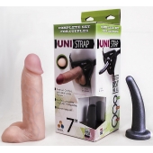 Страпон-унисекс с двумя насадками UNI strap 7  Harness - 19 и 16 см. - LOVETOY (А-Полимер) - купить с доставкой в Камышине
