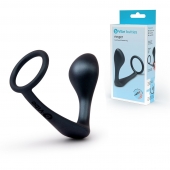 Черное эрекционное кольцо со стимулятором простаты Ringer Cock Ring   Plug - b-Vibe - в Камышине купить с доставкой