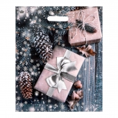 Новогодний пакет с принтом в виде подарков и вырубной ручкой (45х38 см) - Сима-Ленд - купить с доставкой в Камышине