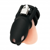 Черная клетка для пениса Silicone Small 2 in Cock Cage With Ball Divider - BlueLine - купить с доставкой в Камышине