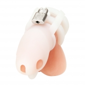 Белая клетка для пениса Silicone Small 2 in Cock Cage With Ball Divider - BlueLine - купить с доставкой в Камышине