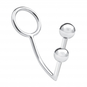 Кольцо на пенис с анальным стимулятором Two Bead Stainless Steel Anal Hook   Cock Ring - BlueLine - в Камышине купить с доставкой