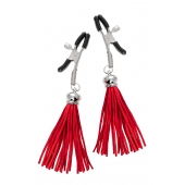 Зажимы на соски «Прищепки» с красными кисточками из замши - Pecado - купить с доставкой в Камышине