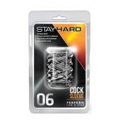Прозрачная насадка с объёмными чёрточками STAY HARD COCK SLEEVE 06 CLEAR - Blush Novelties - в Камышине купить с доставкой