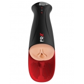 Телесный мастурбатор-вагина в черной колбе с вибрацией Fuck-O-Matic Pro XL - Pipedream - в Камышине купить с доставкой