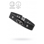 Черный чокер-ошейник со связанными кольцами на подложке - Pecado - купить с доставкой в Камышине