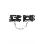 Черные кожаные наручники-браслеты из двух ремешков - Pecado - купить с доставкой в Камышине