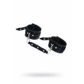 Черные двухслойные кожаные оковы с белой строчкой - Pecado - купить с доставкой в Камышине