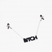 Зажимы на соски с кожаной подвеской Bitch - Crazy Handmade - купить с доставкой в Камышине