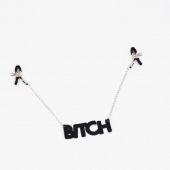 Зажимы на соски с кожаной подвеской Bitch - Crazy Handmade - купить с доставкой в Камышине