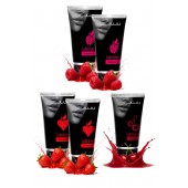 Набор из 5 съедобных лубрикантов JUJU (клубника х 2, малина х 2, вишня) - JuJu - купить с доставкой в Камышине
